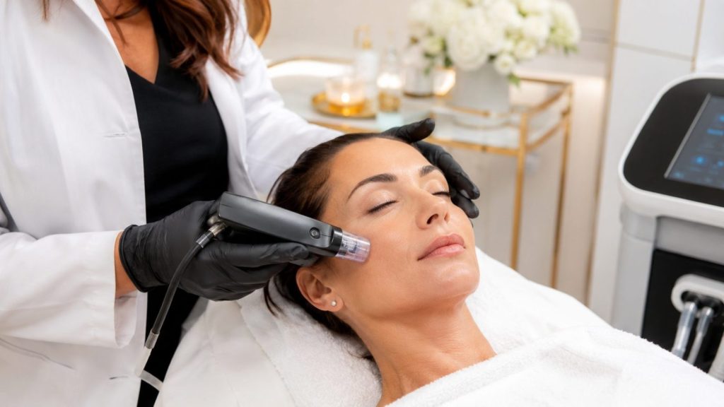 Morpheus8 facial treatment being performed in a modern aesthetic clinic in London